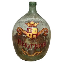 Hand Painted Antique Demi John Bottle from Normandy, France, ‘Pinot Noir’