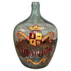 Hand Painted Antique Demi John Bottle from Normandy, France, ‘Pinot Noir’