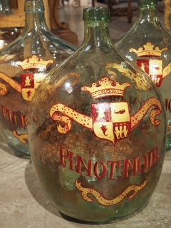 Hand Painted Antique Demi John Bottles from Normandy, France, ‘Pinot Noir’