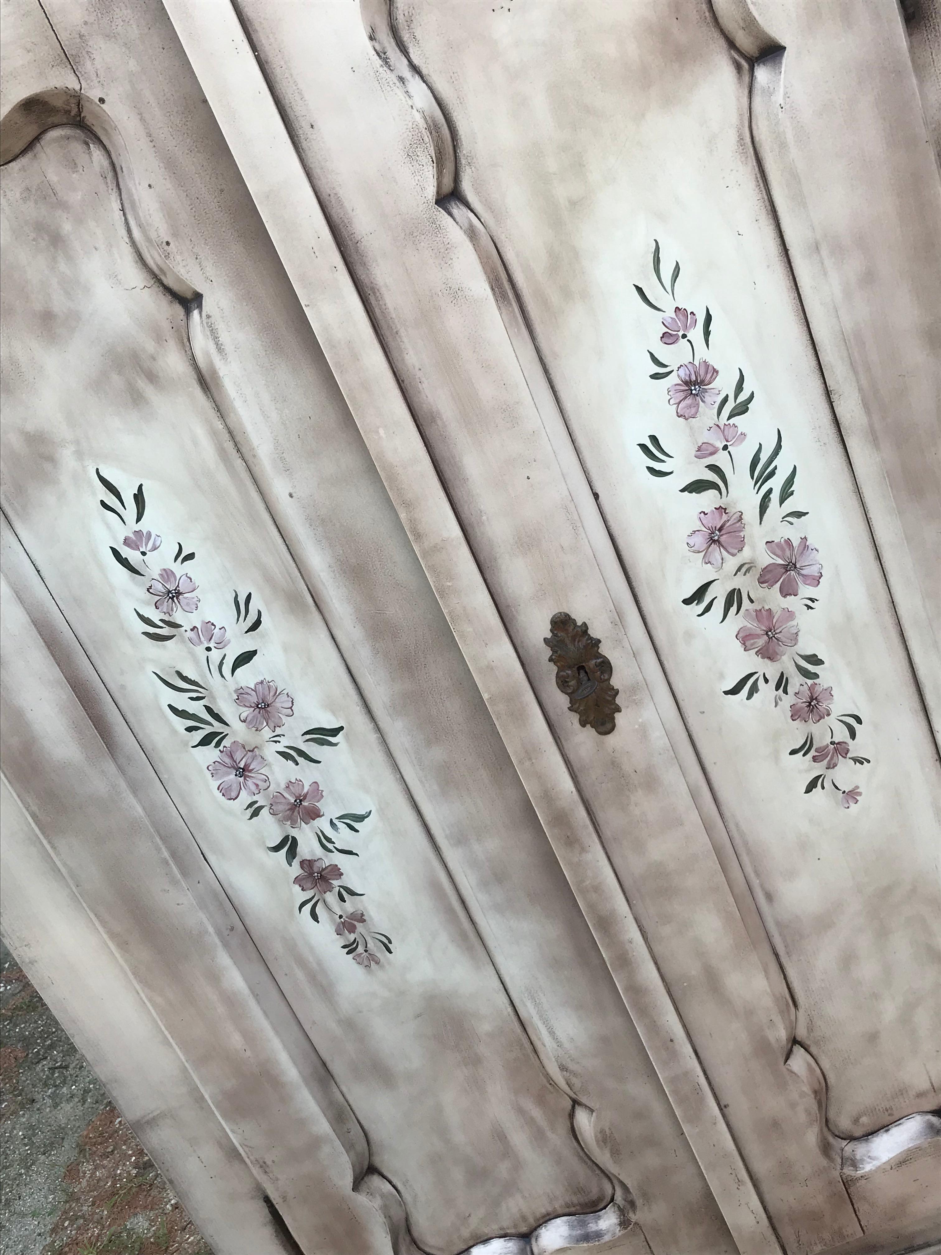 Hand Painted Antique Double Wardrobe For Sale 2