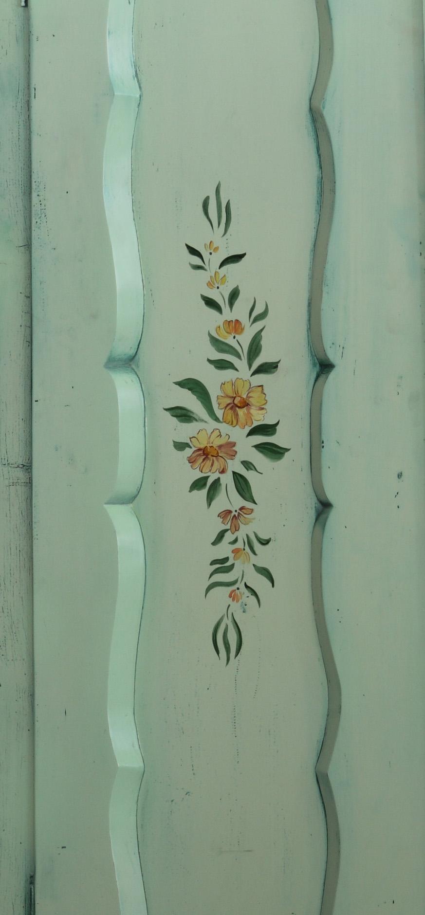 Romantic Hand Painted Antique Double Wardrobe For Sale