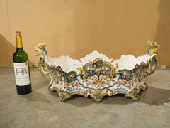 Jardinière française ancienne peinte à la main, décorée par Rouen, vers 1900