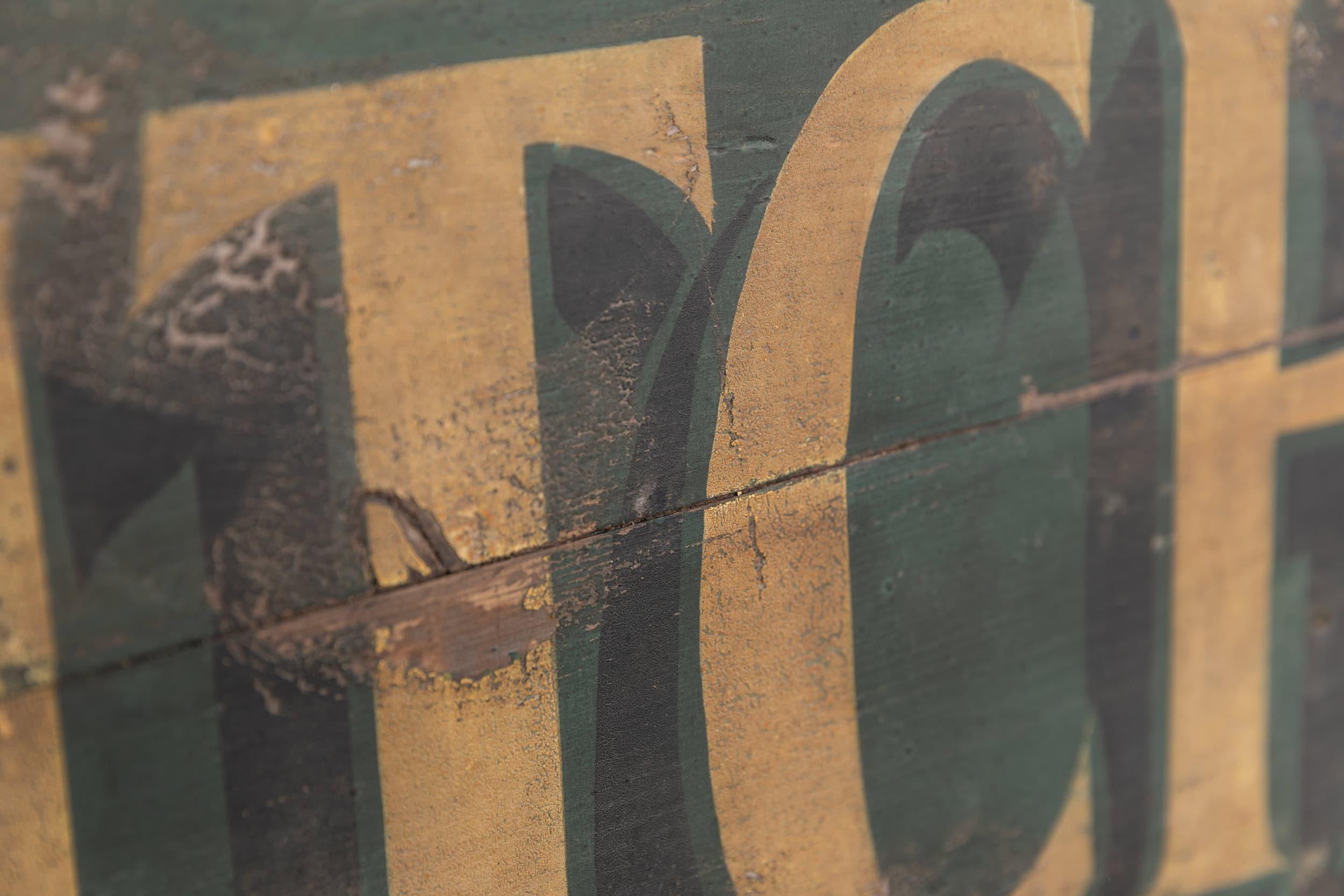 Hand Painted Antique Industrial Butchers Double Sided Trade Shop Sign, C.1920 In Fair Condition In London, GB