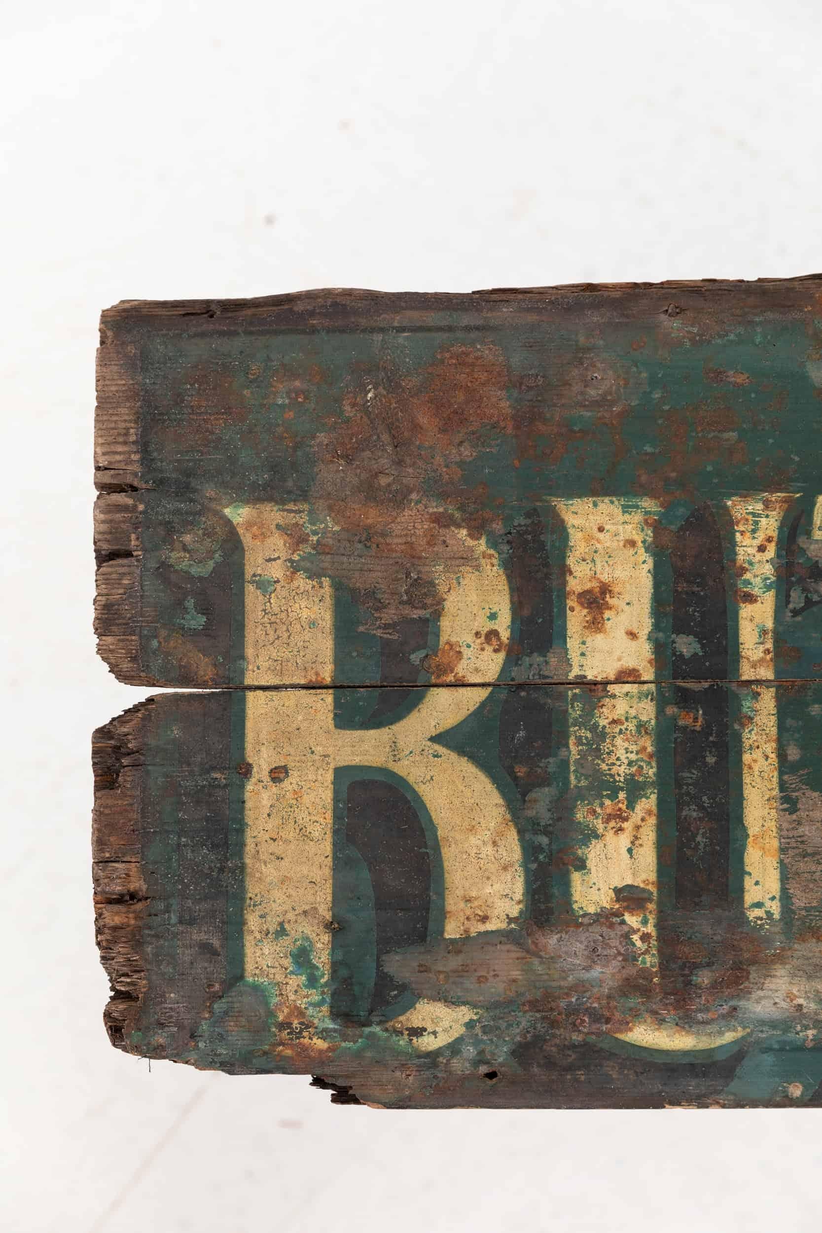 Hand Painted Antique Industrial Butchers Double Sided Trade Shop Sign, C.1920 1