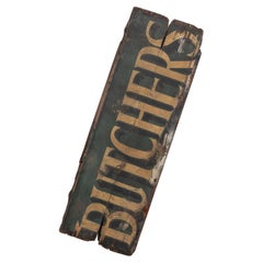 Hand Painted Antique Industrial Butchers Double Sided Trade Shop Sign, C.1920