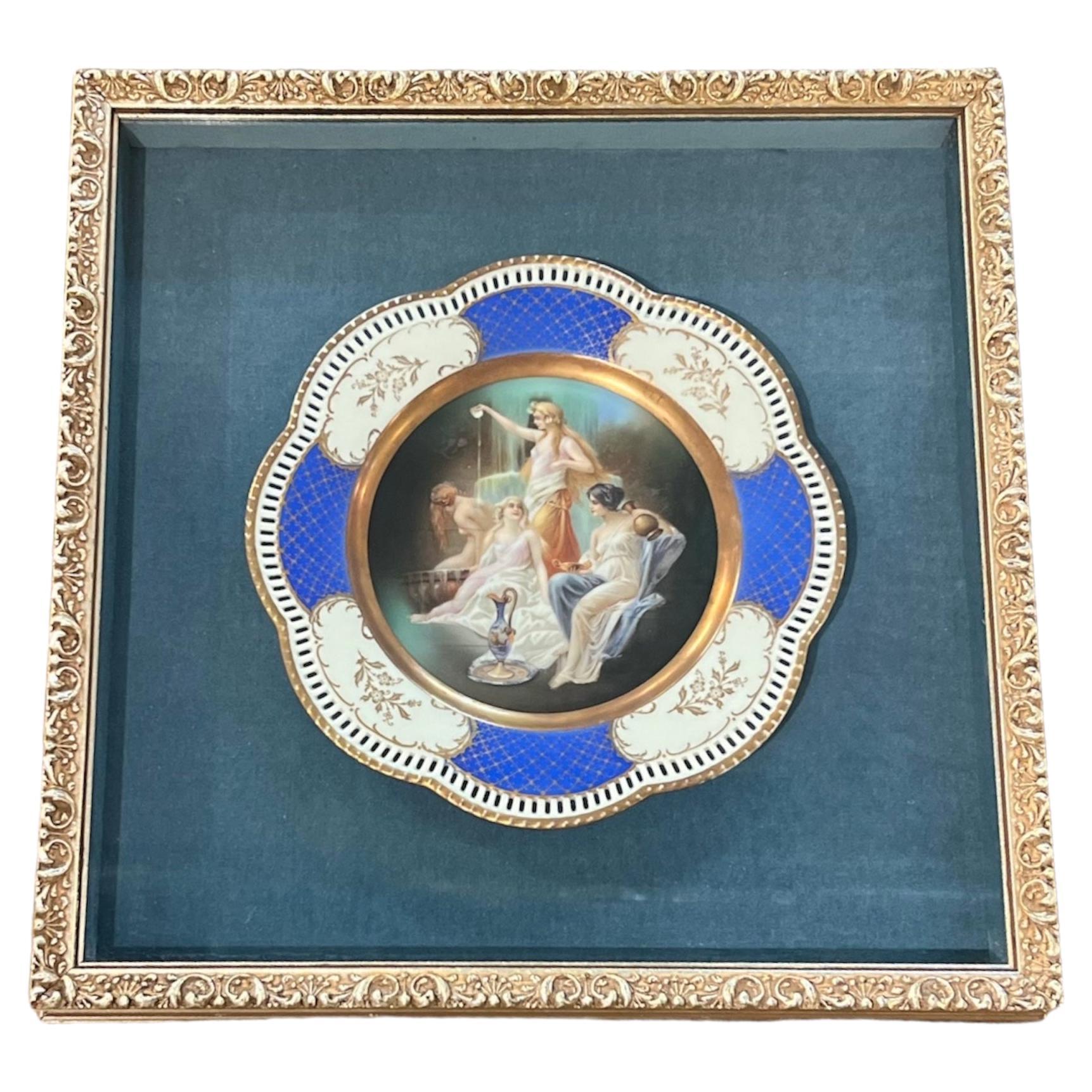 Hand Painted Antique Royal Vienna Plate Framed
