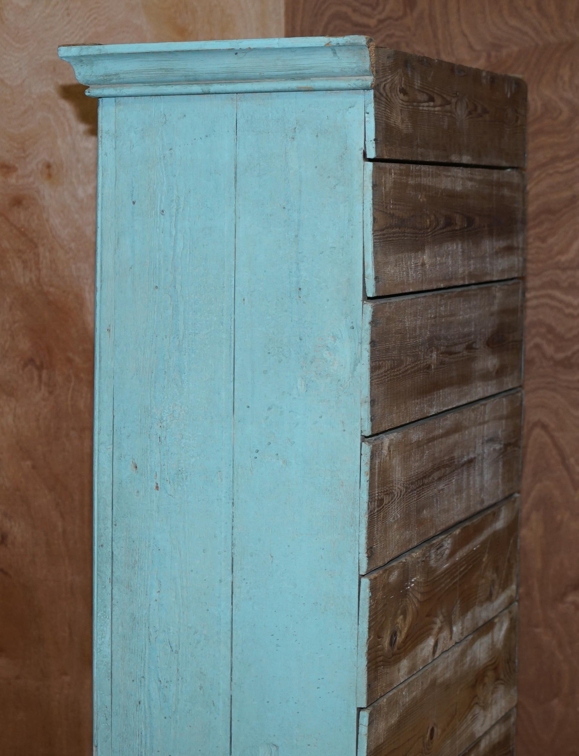 Hand Painted Antique Victorian circa 1860 Pine Kitchen Pot Cupboard Bookcase For Sale 3