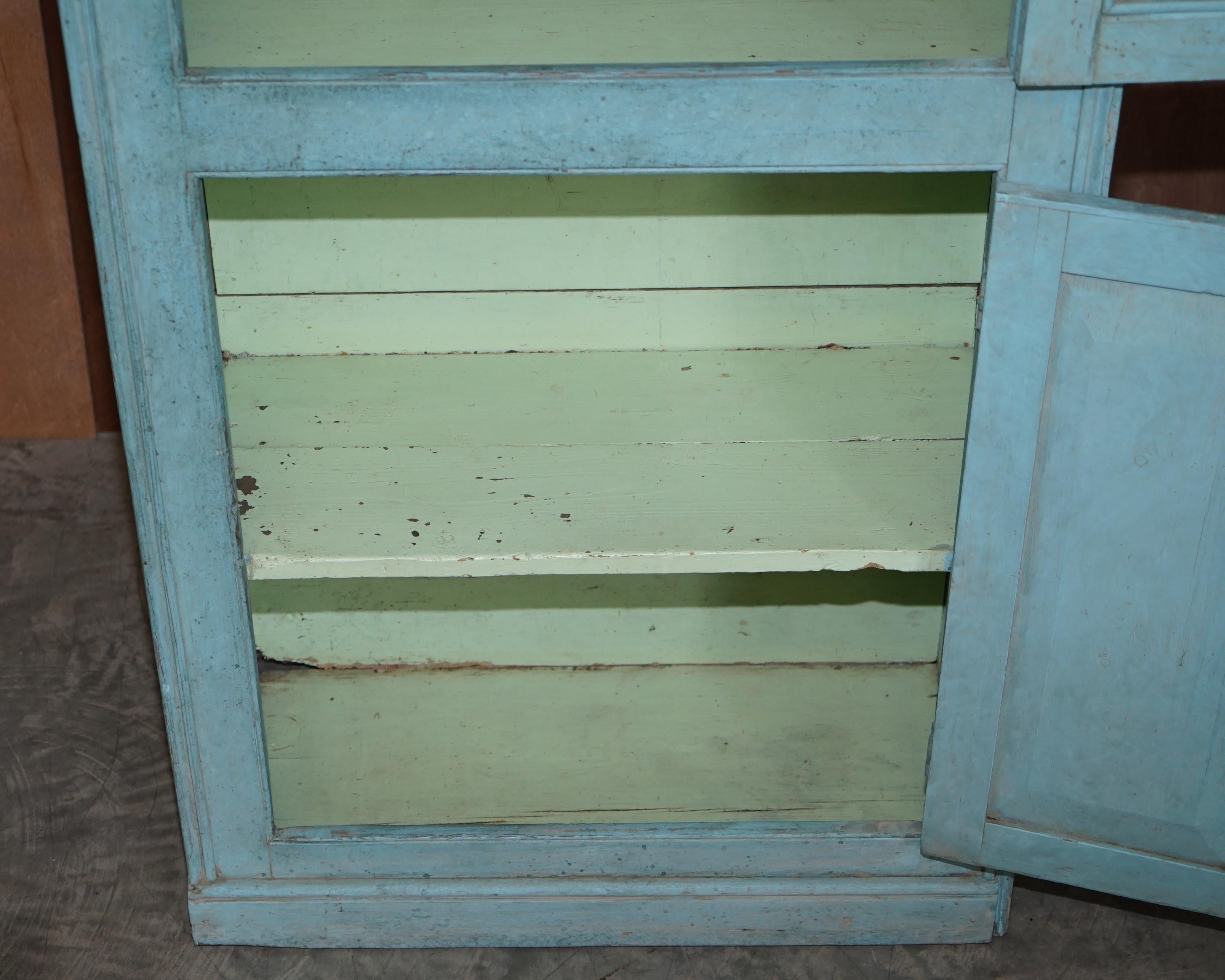 Hand Painted Antique Victorian circa 1860 Pine Kitchen Pot Cupboard Bookcase For Sale 9