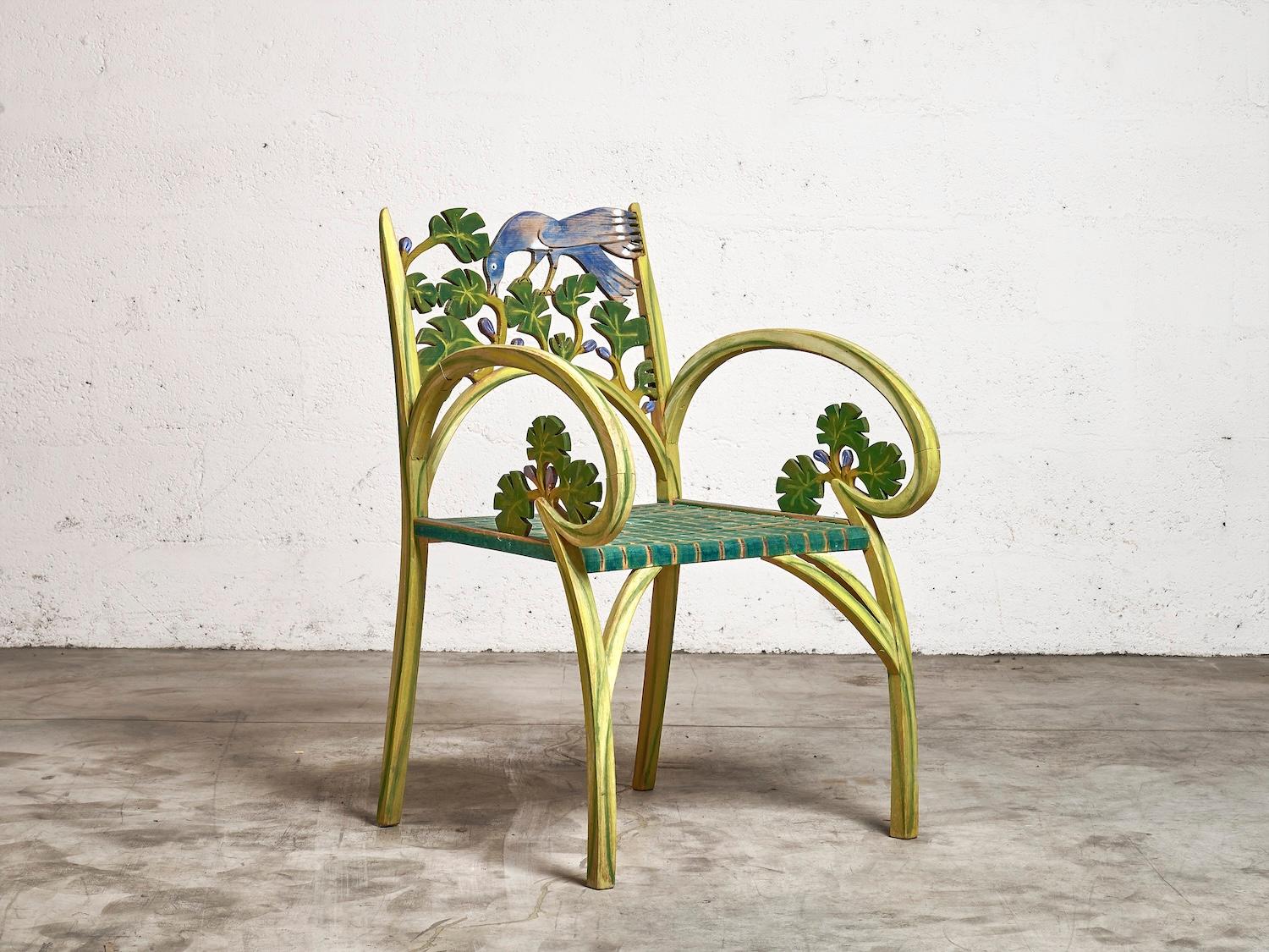 Fauteuil unique peint à la main par Gerard Rigot 