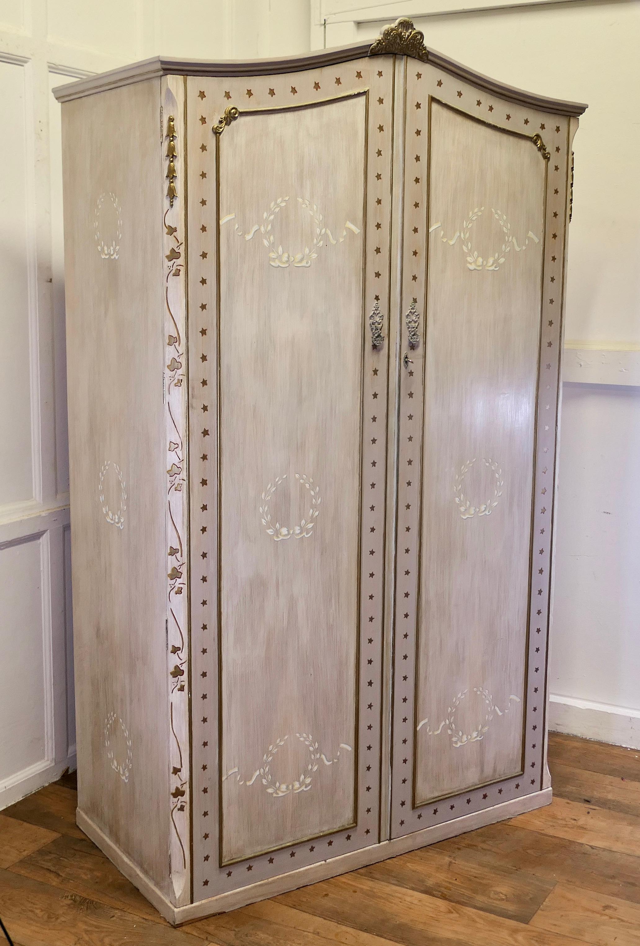 Folk Art Hand Painted Armoire/Compactum from South of France 