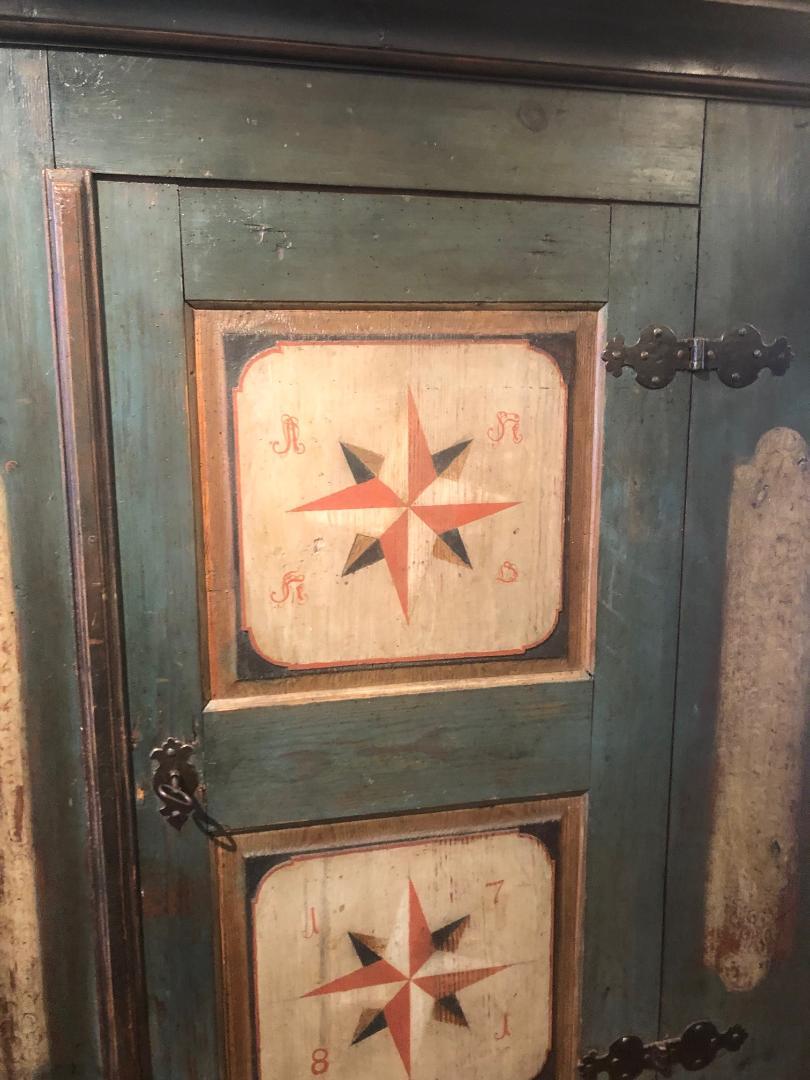 Wood Hand-Painted Armoire For Sale