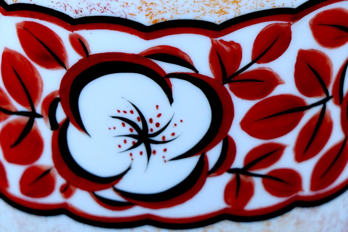 Handbemalte tschechische Blumenvase im Art-déco-Stil (Glaskunst) im Angebot