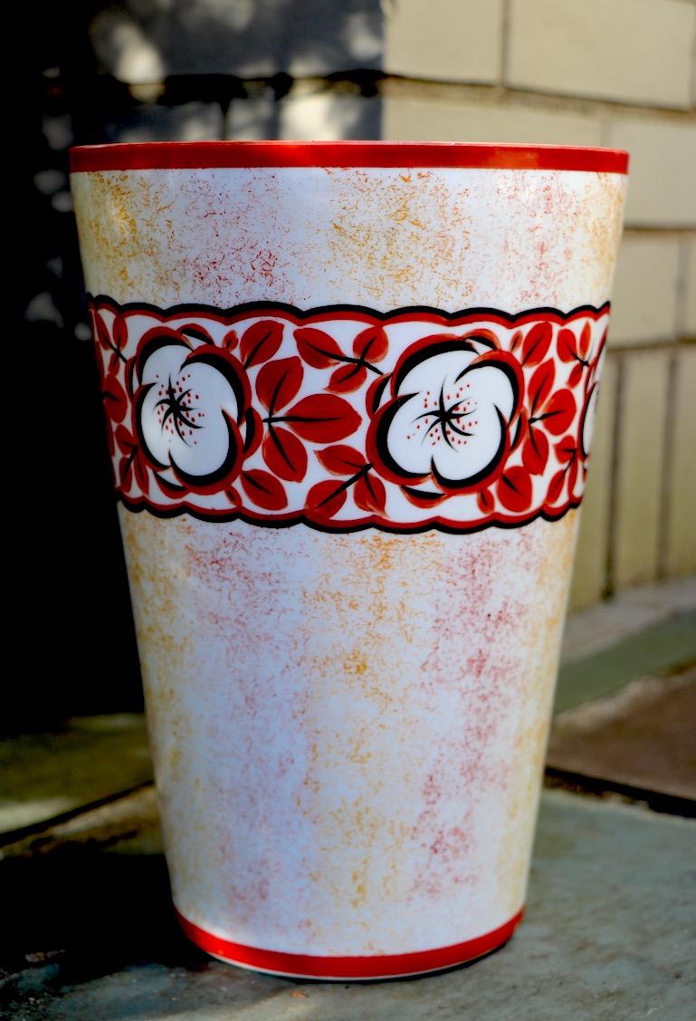 Hand Painted Art Deco Czechoslovakian Flower Vase For Sale 2