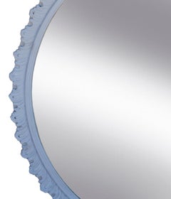 Hand-painted Art Deco Round French Blue Mirror