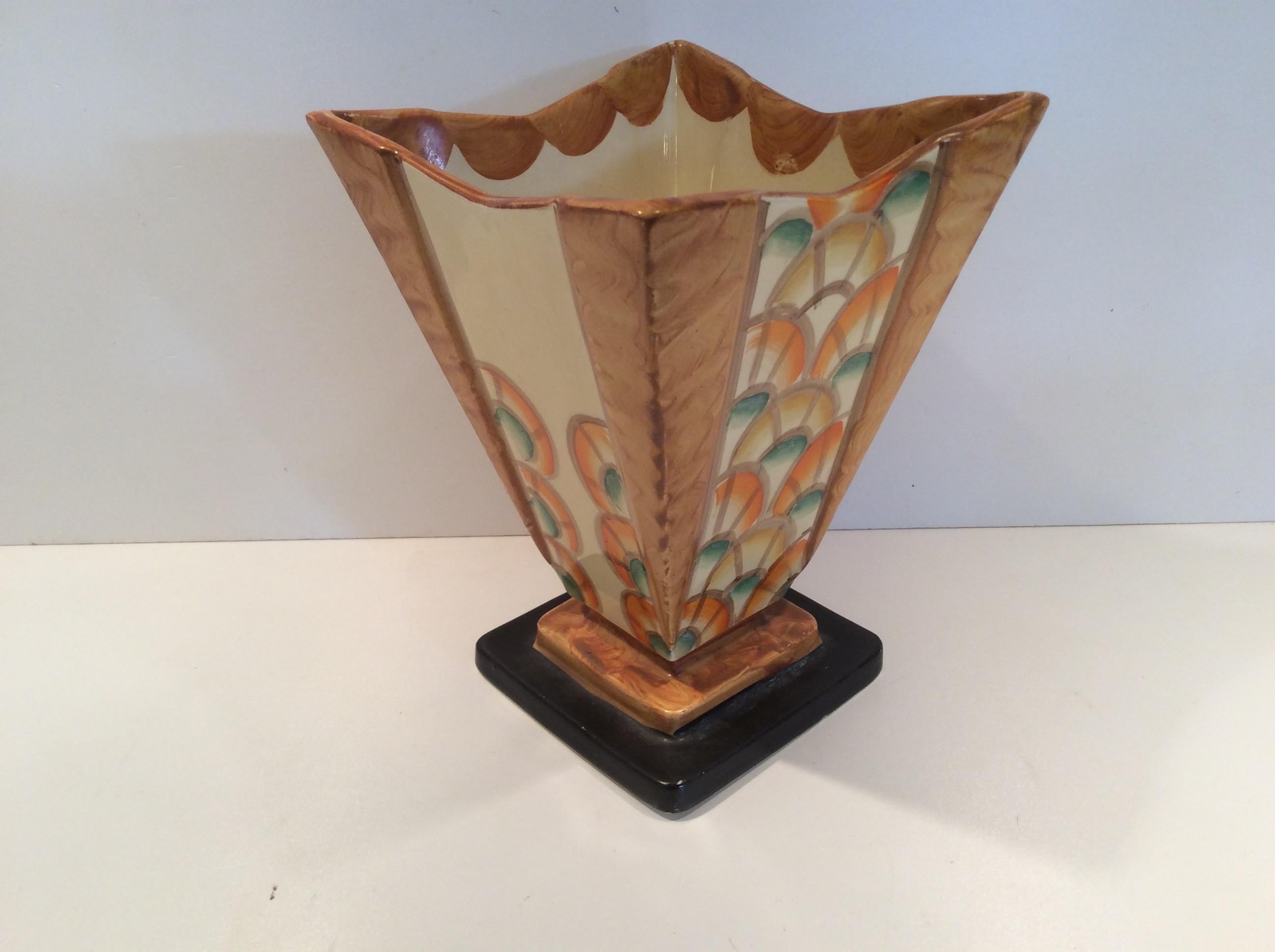 Hand-Painted Art Deco Vase by Myott and Son For Sale 4