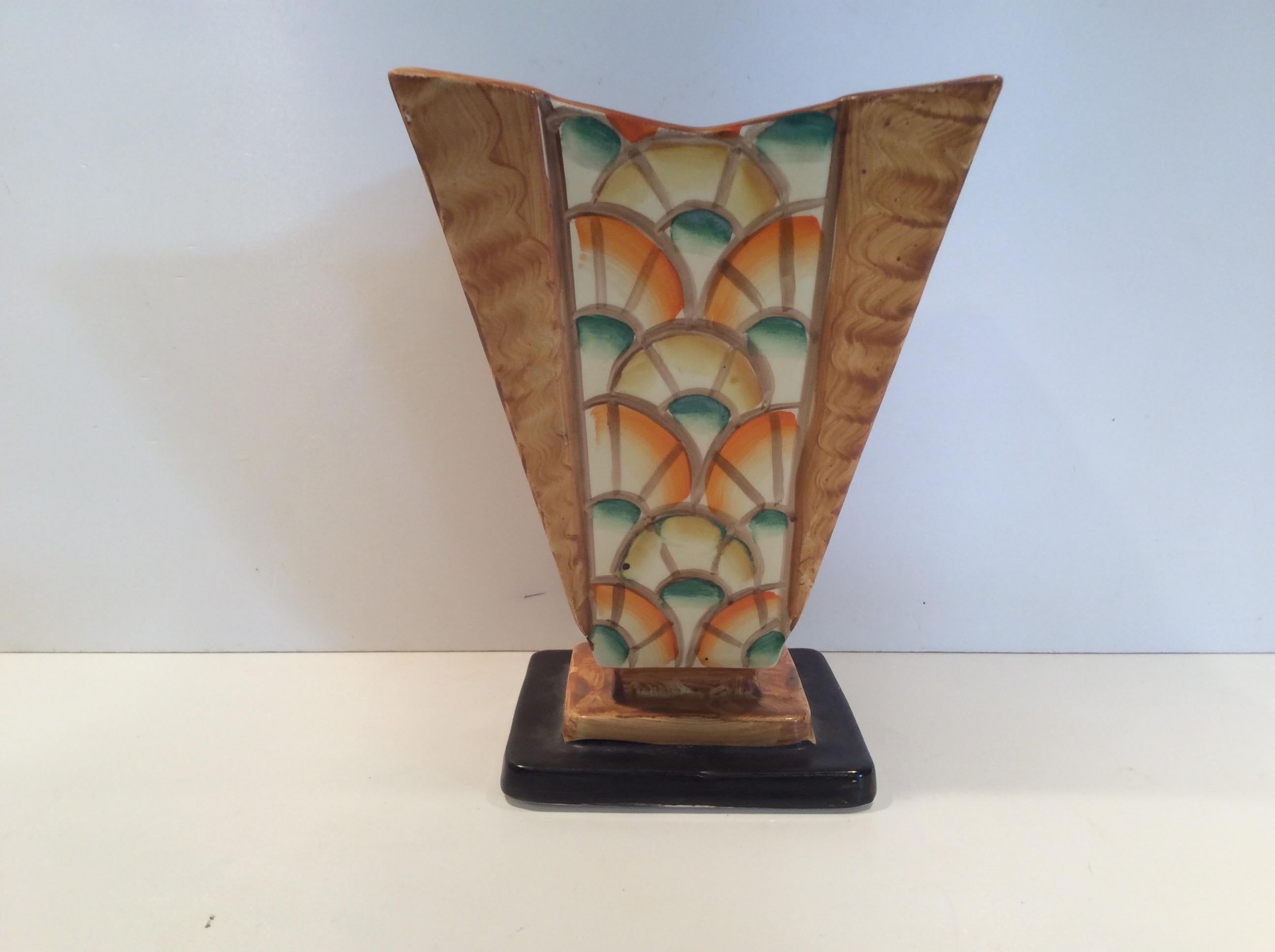 20th Century Hand-Painted Art Deco Vase by Myott and Son For Sale