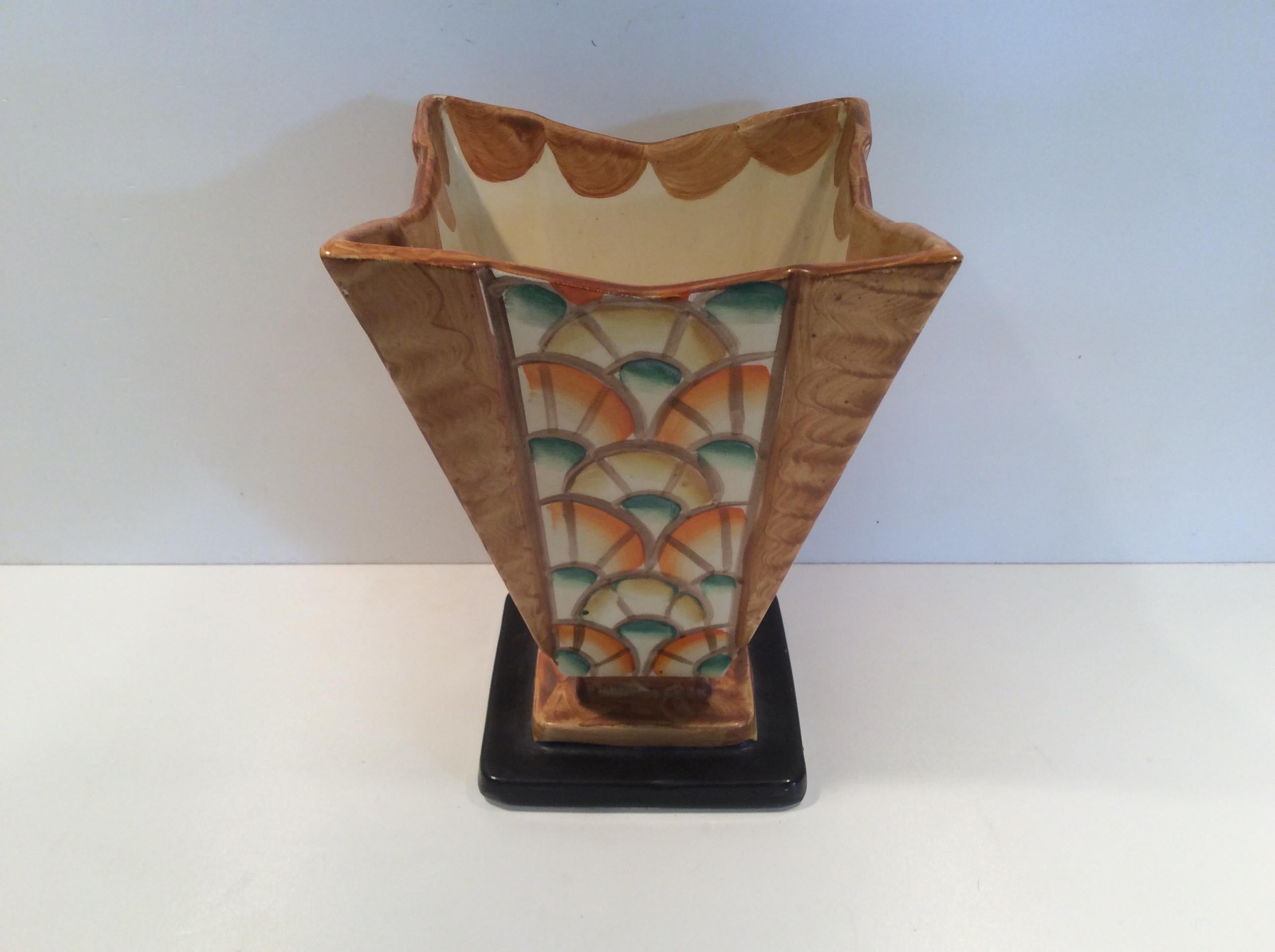 Ceramic Hand-Painted Art Deco Vase by Myott and Son For Sale