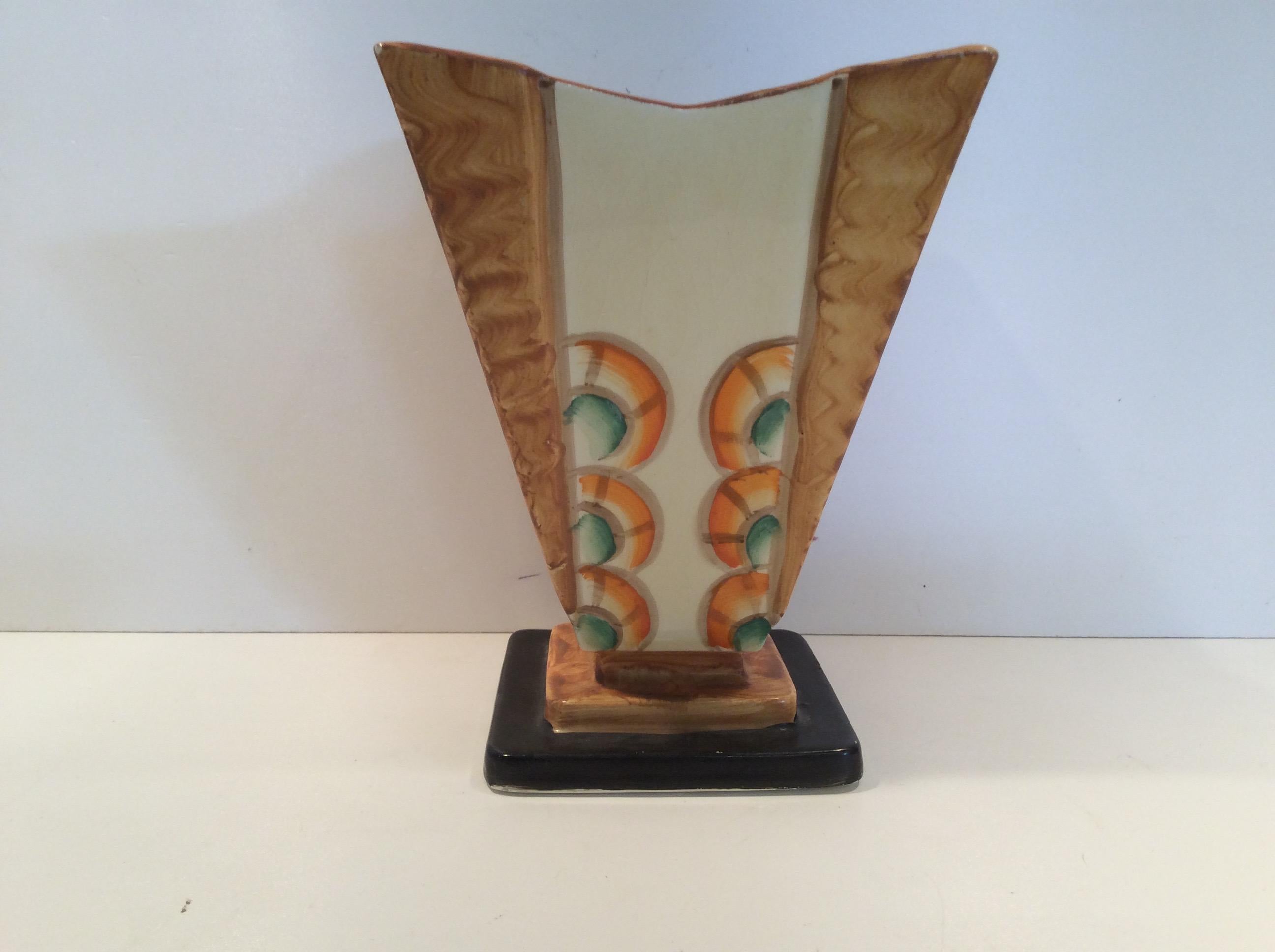 Hand-Painted Art Deco Vase by Myott and Son For Sale 1
