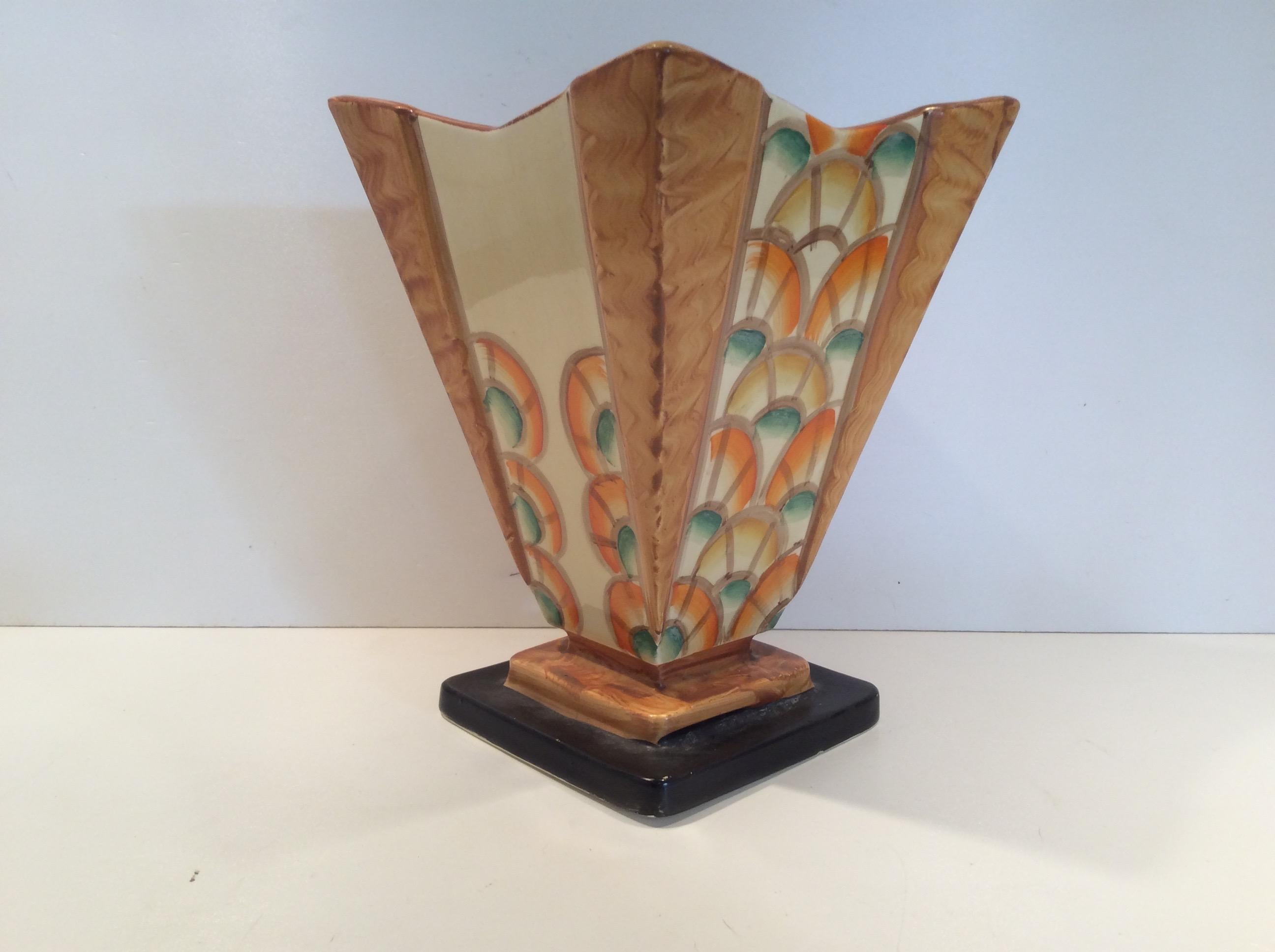 Hand-Painted Art Deco Vase by Myott and Son For Sale 3
