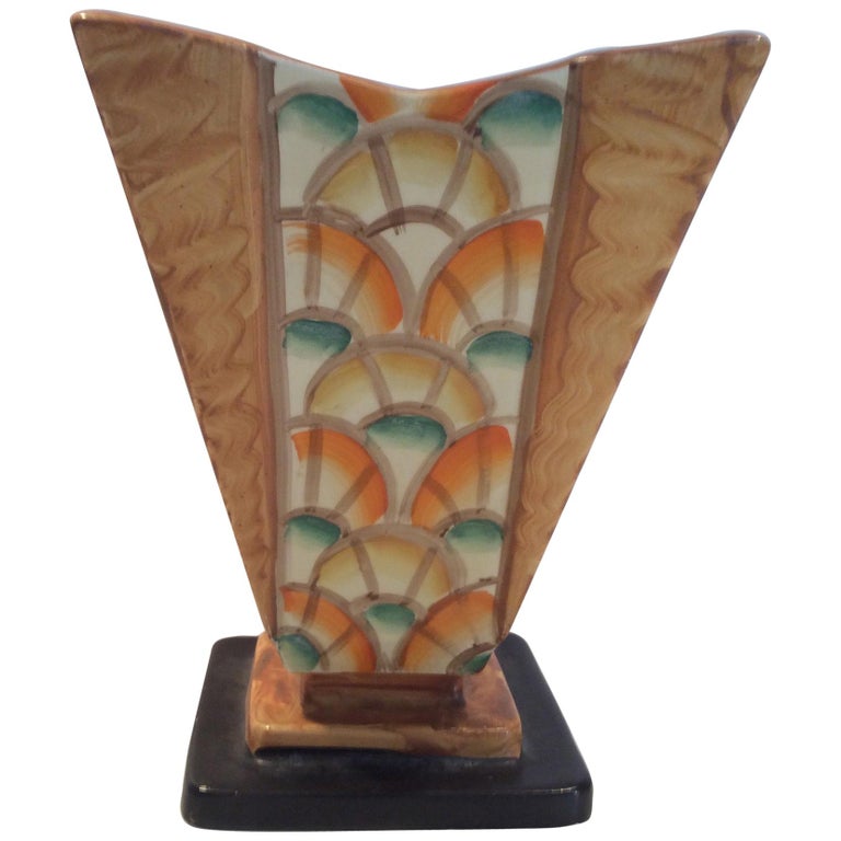 HandPainted Art Deco Vase by Myott and Son For Sale at 1stDibs