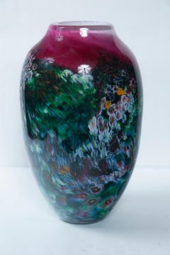 Hand Painted Art Glass Vase, Signed and Dated