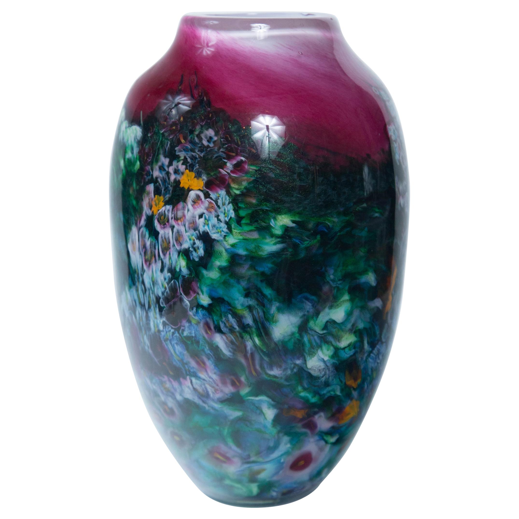 Hand Painted Art Glass Vase, Signed and Dated