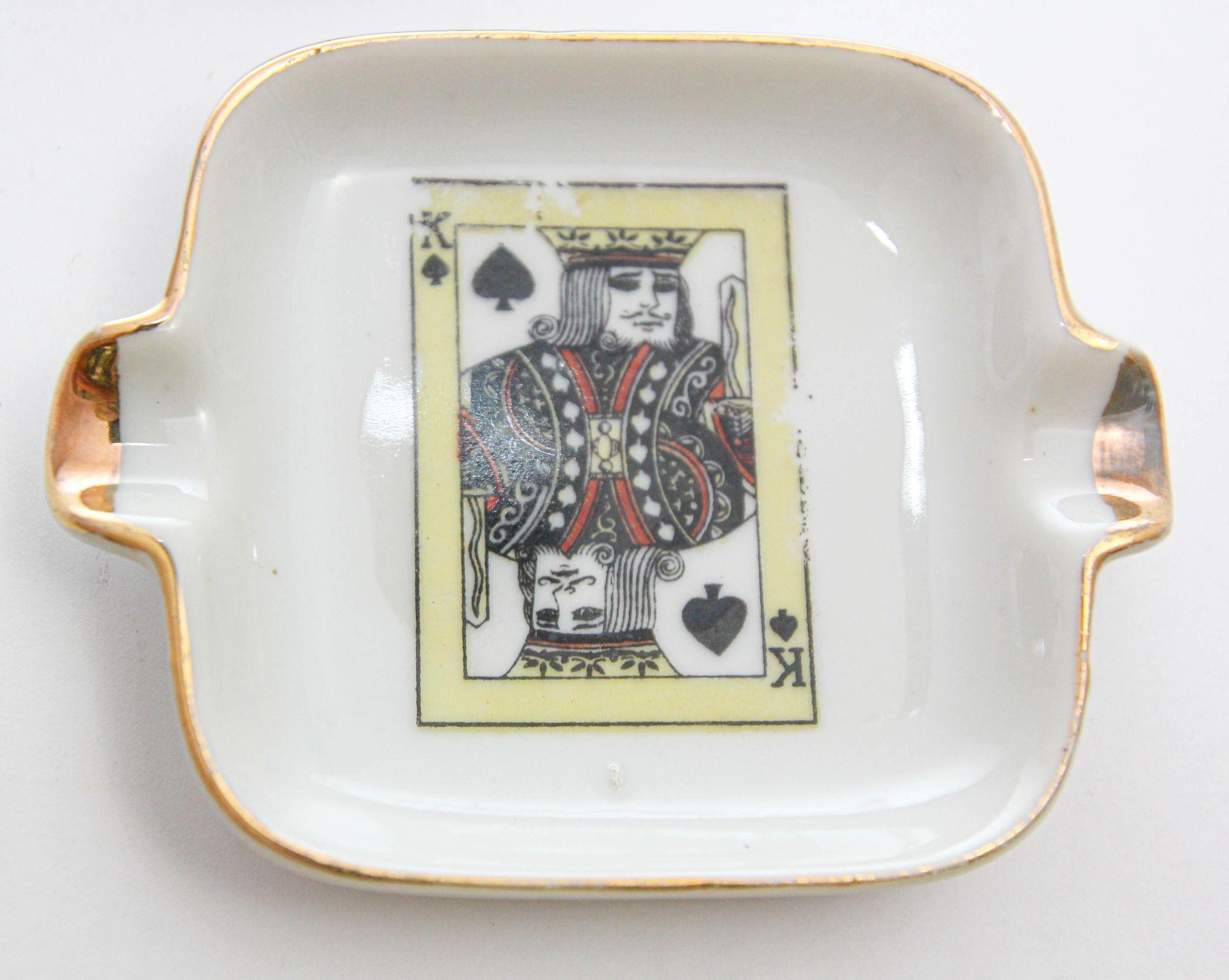 Hand-Painted Ashtrays Porcelain Made in France 1960s 4