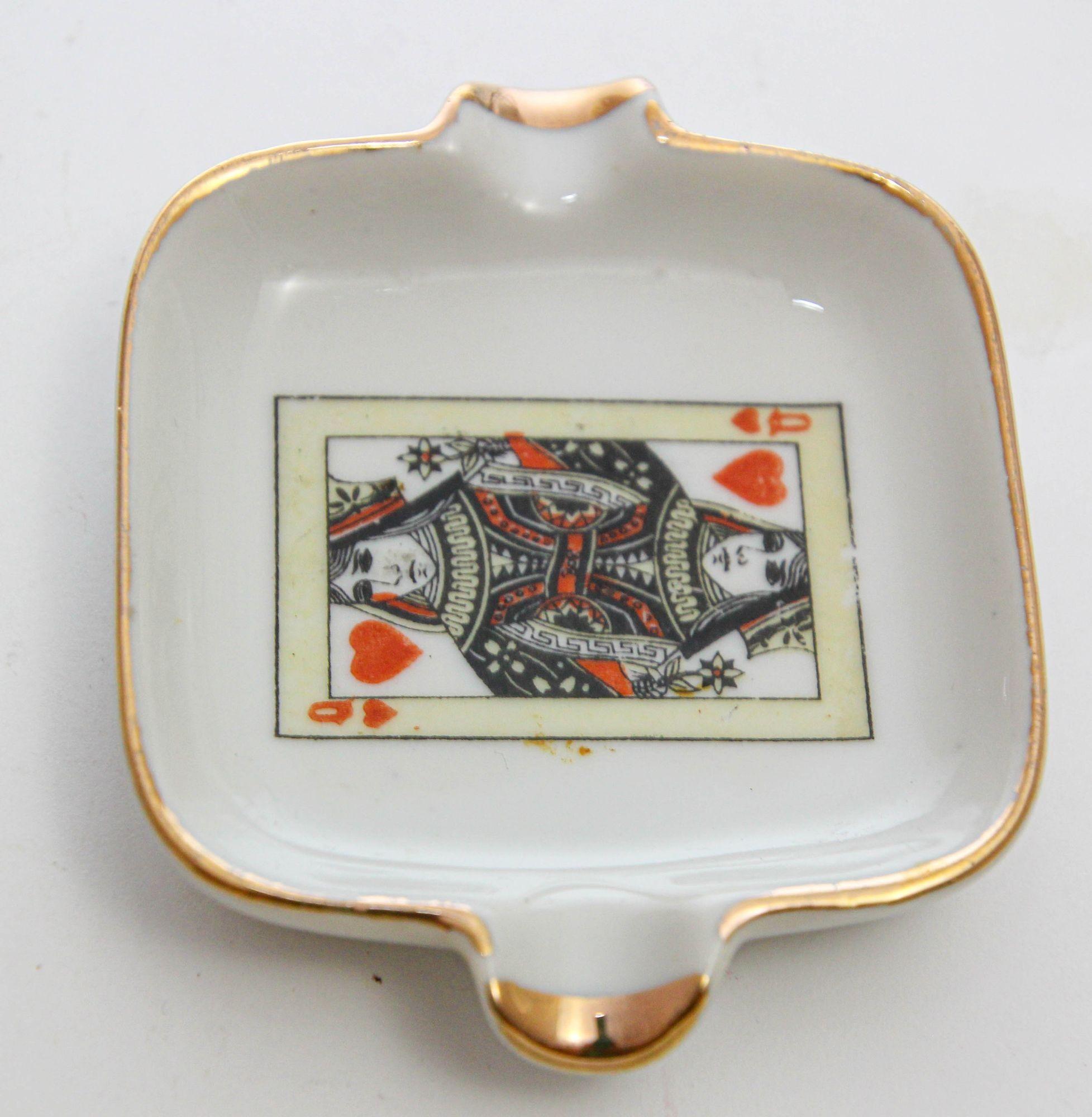 Hand-Painted Ashtrays Porcelain Made in France 1960s 5