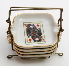 Hand-Painted Ashtrays Porcelain Made in France 1960s