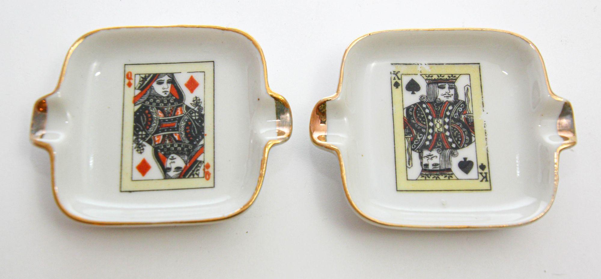 Hand-Painted Ashtrays Porcelain Made in France 1960s 1