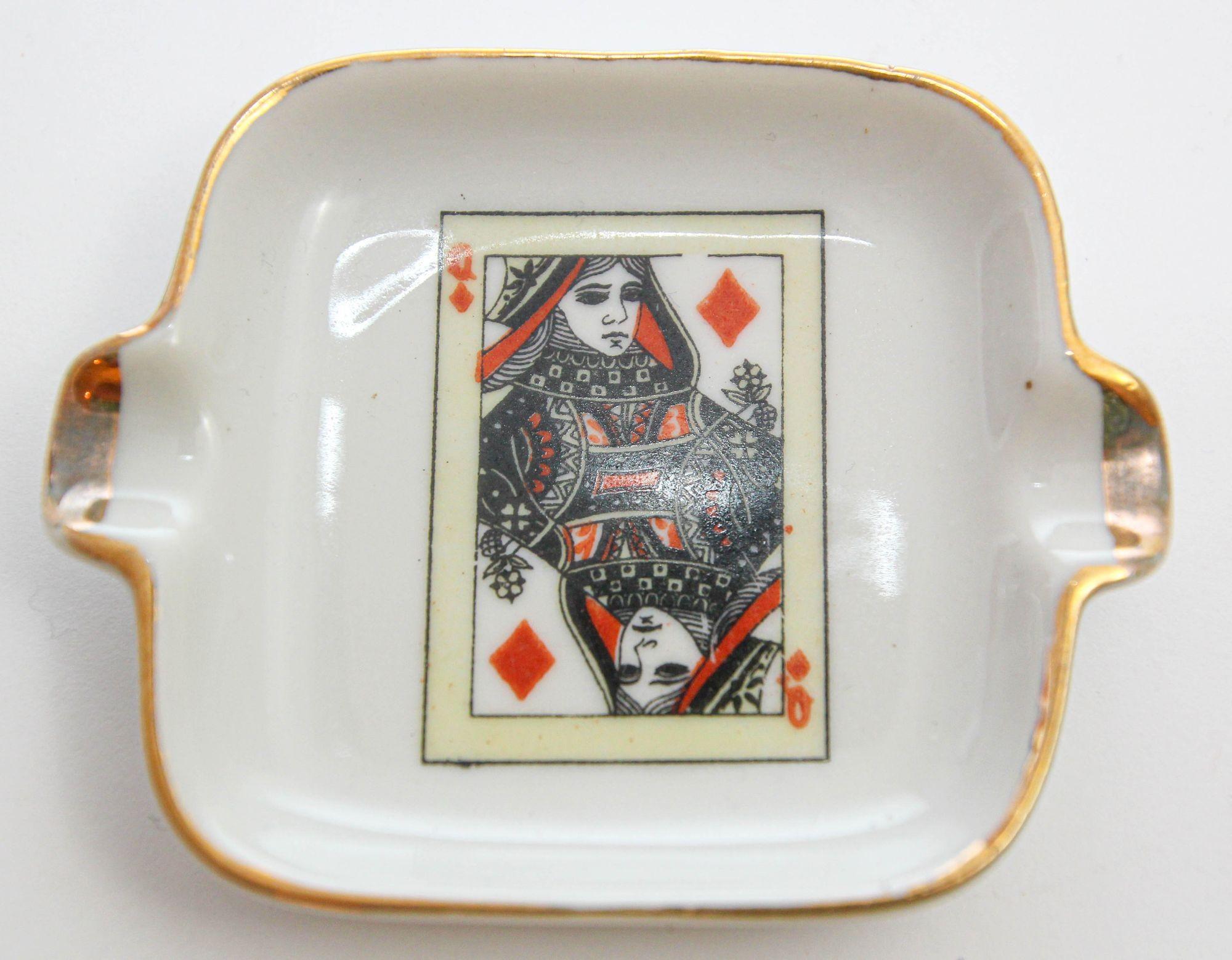 Hand-Painted Ashtrays Porcelain Made in France 1960s 2