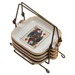 Hand-Painted Ashtrays Porcelain Made in France 1960s