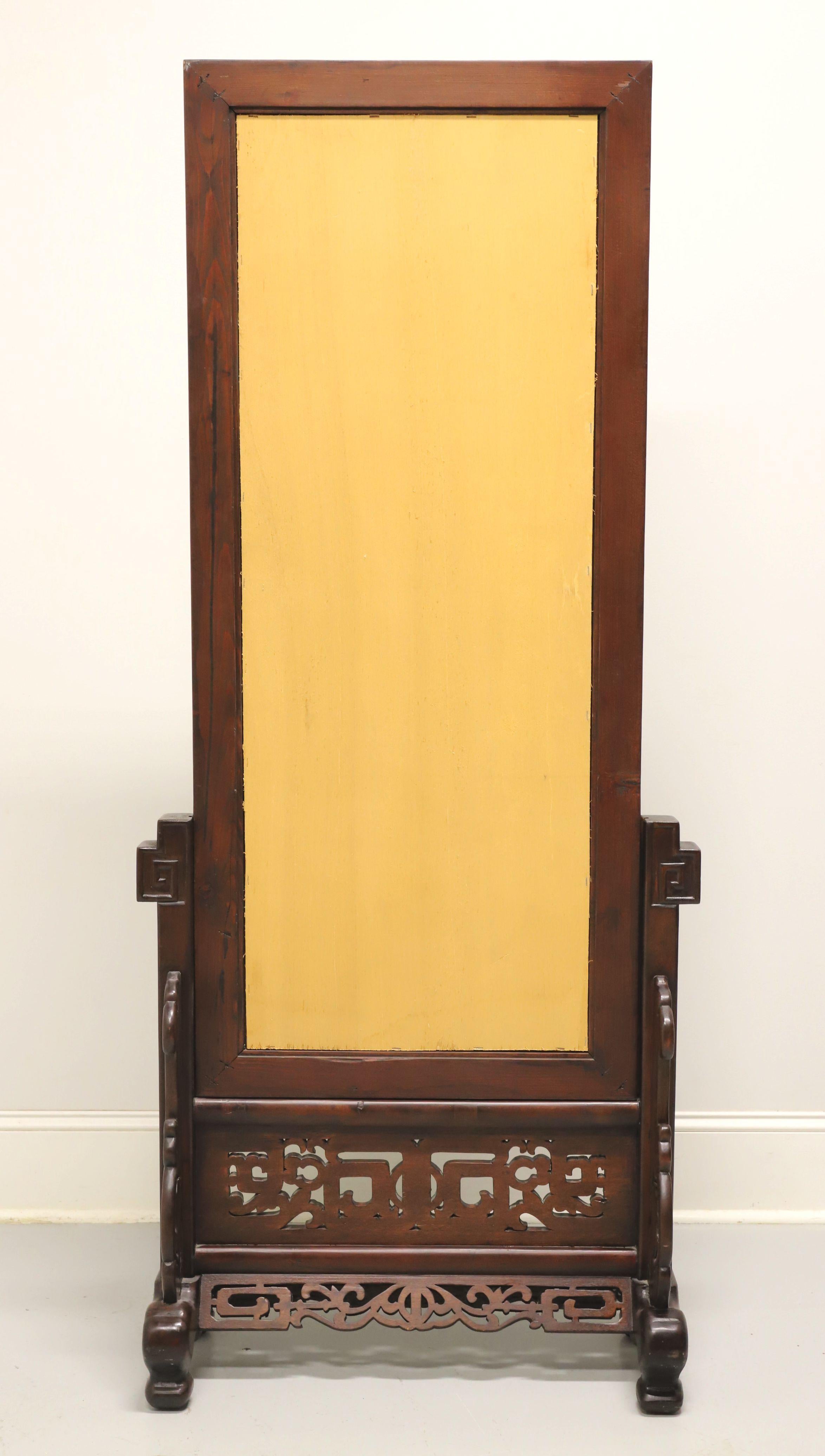 Hand Painted Asian Chinoiserie Screen on Hardwood Stand For Sale 5
