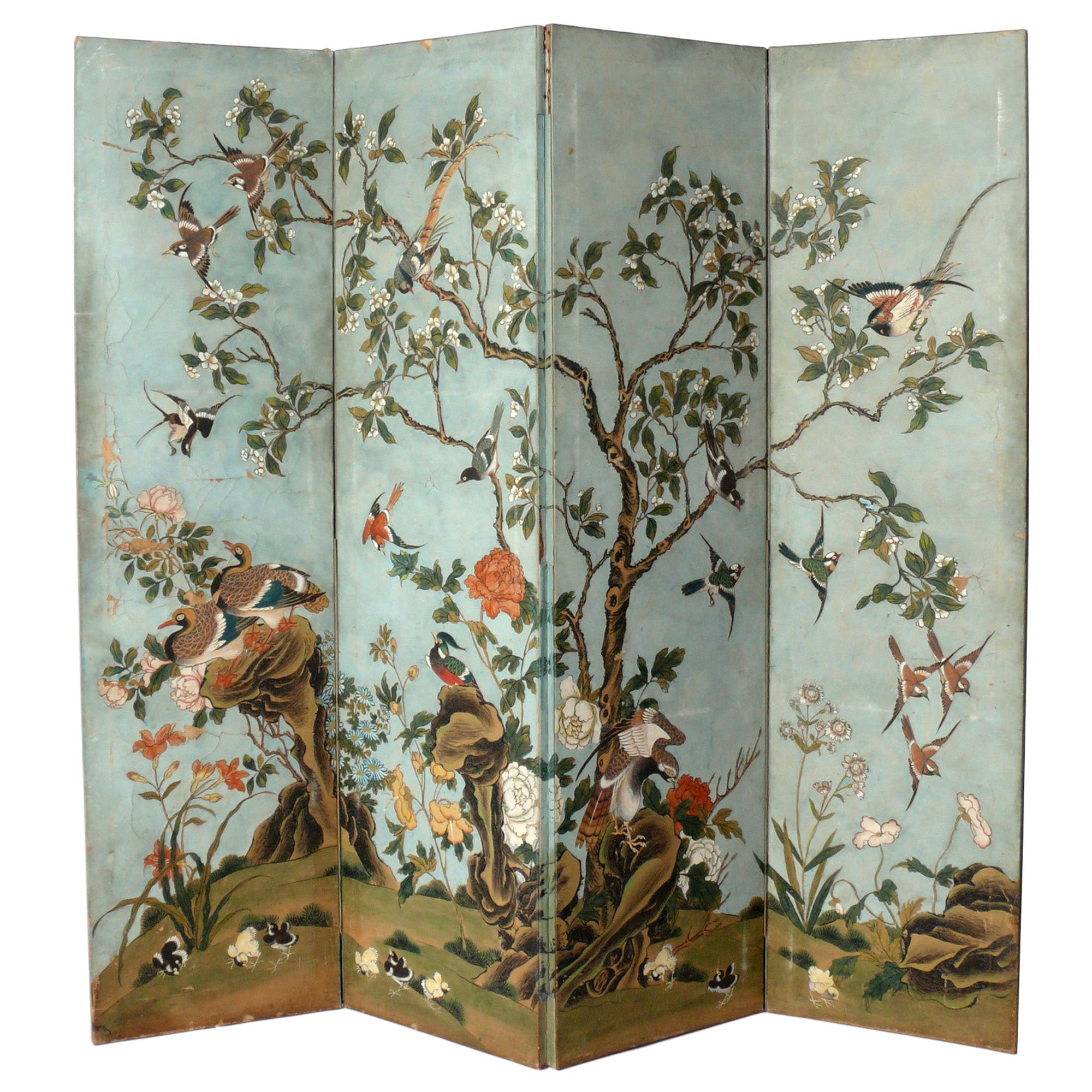 Hand Painted Asian Folding Screen, circa 1930s at 1stDibs asian