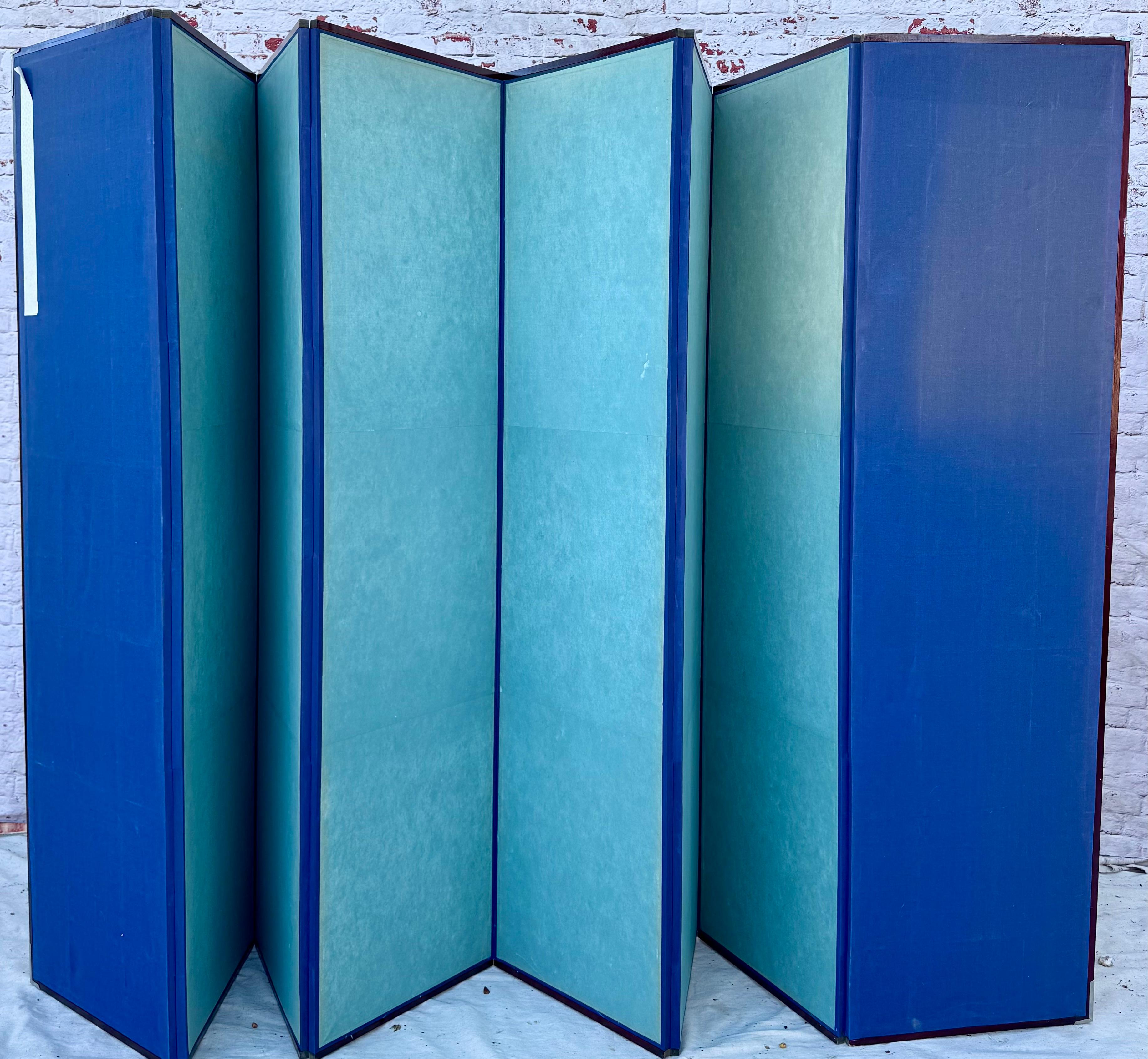 Hand-Painted Asian Screen, Eight Panels For Sale 1