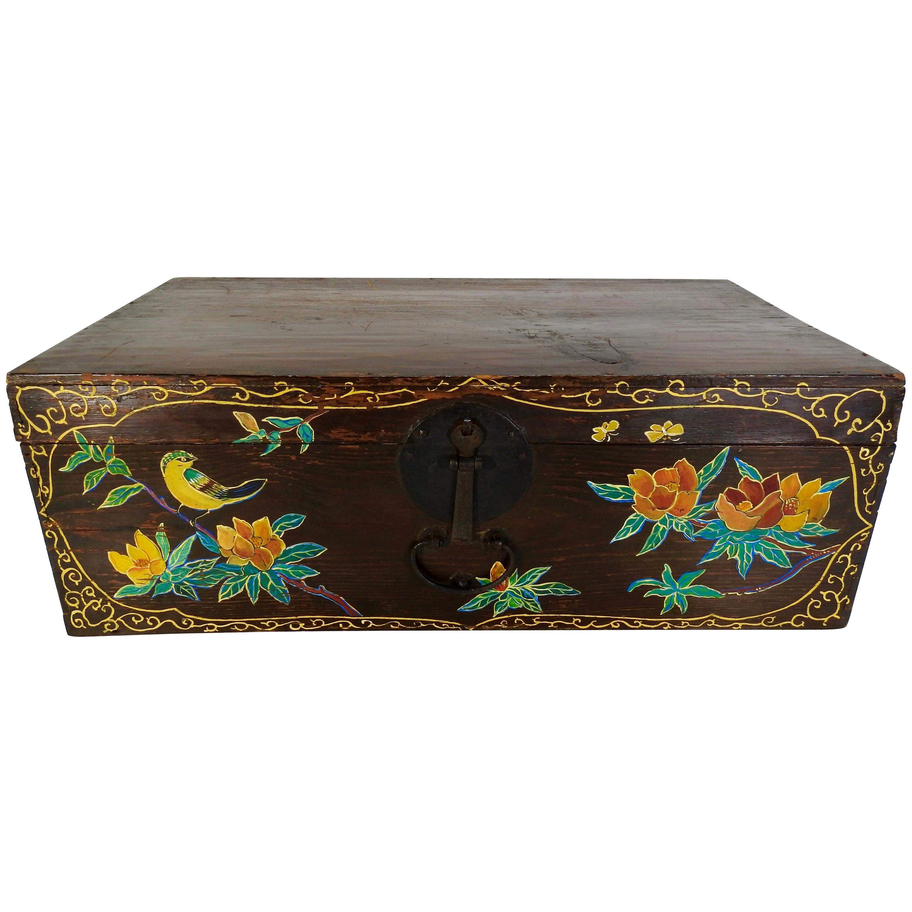 Hand Painted Asian Trunk, 19th Century