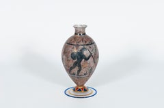 Hand-Painted Attic Style Murano Glass Vase with Greek Warriors by Bruber Murano