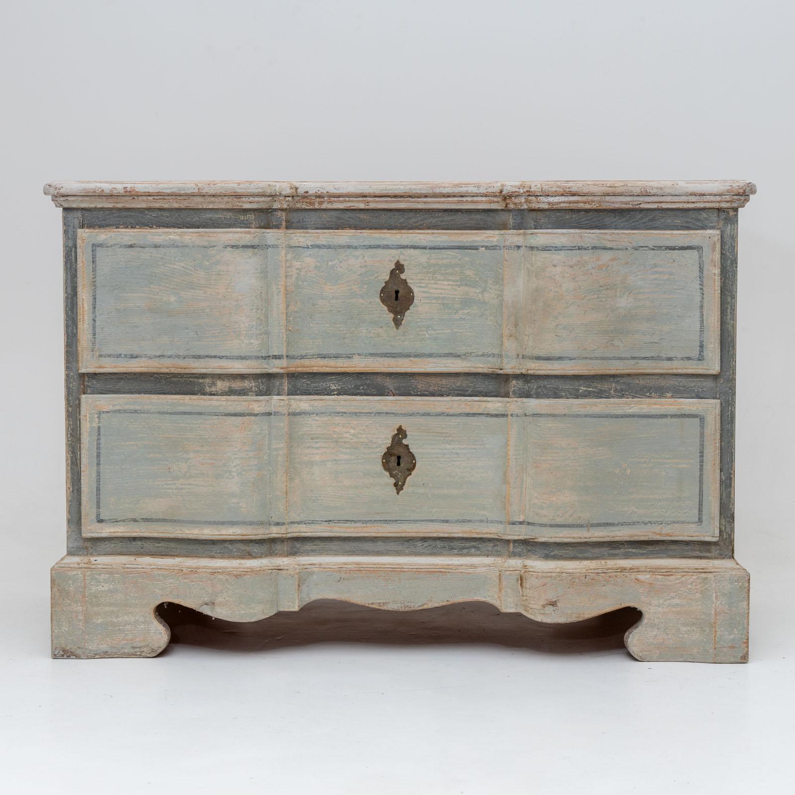Caning Hand-painted Baroque chest of drawers, 18th century For Sale