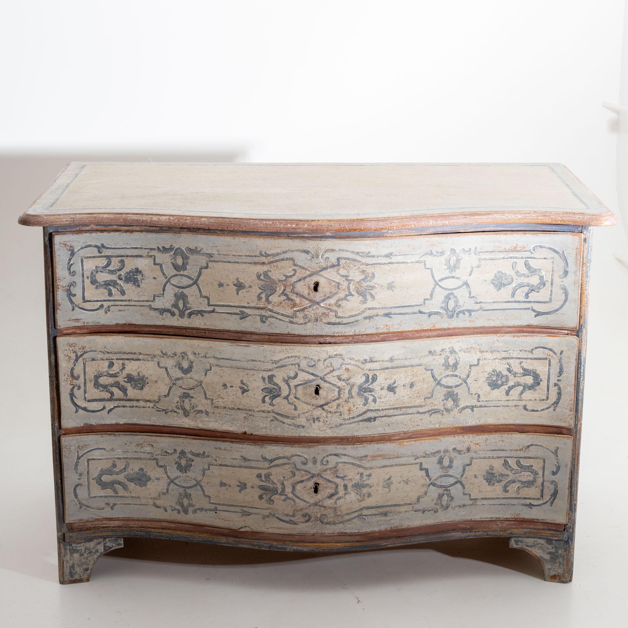18th Century and Earlier Hand-painted Baroque Chests of Drawers, Softwood, 18th Century
