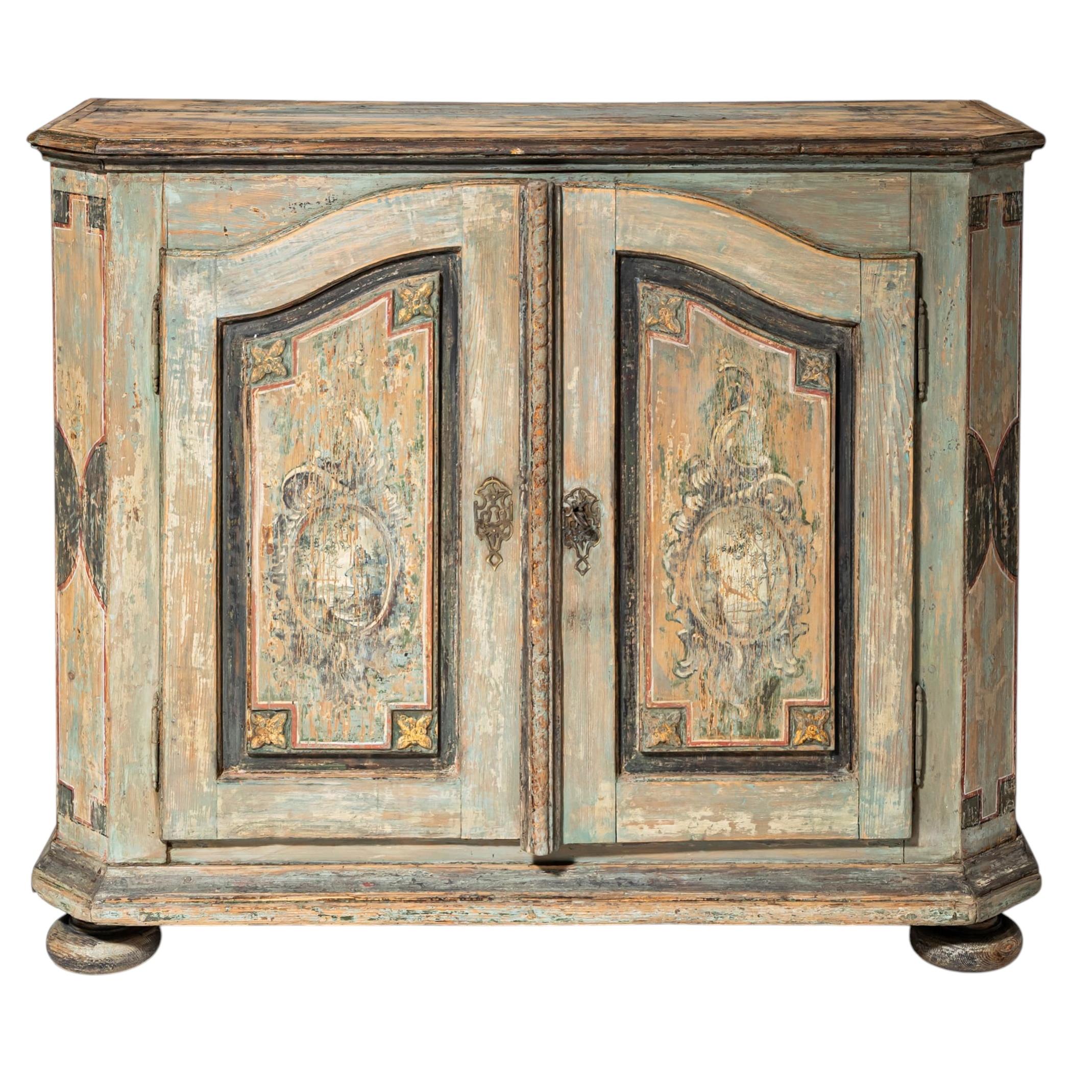Hand-painted Baroque Half Cabinet, 1st Half 18th Century