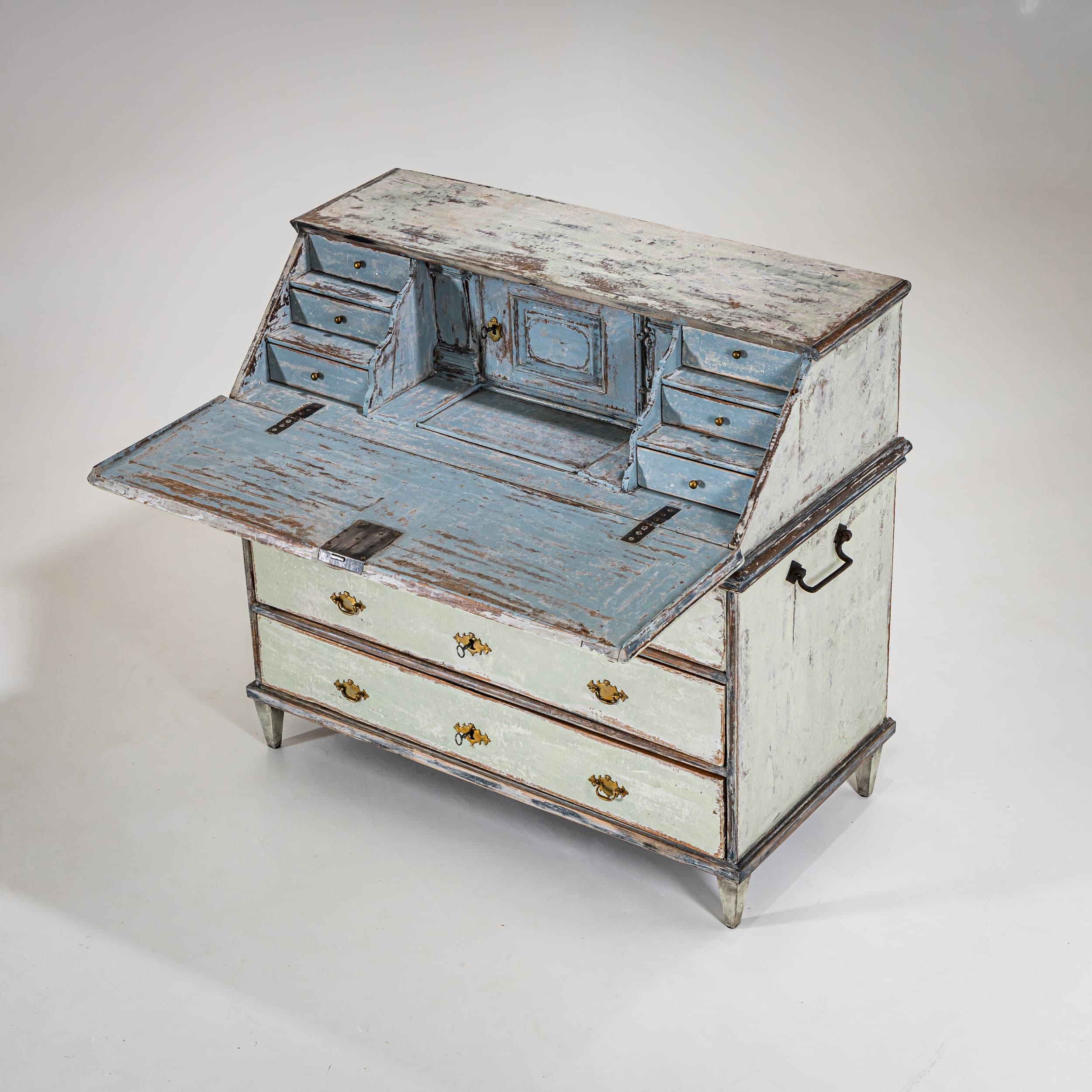 Handgemalter Barocksekretär, 18. Jahrhundert (Handbemalt) im Angebot