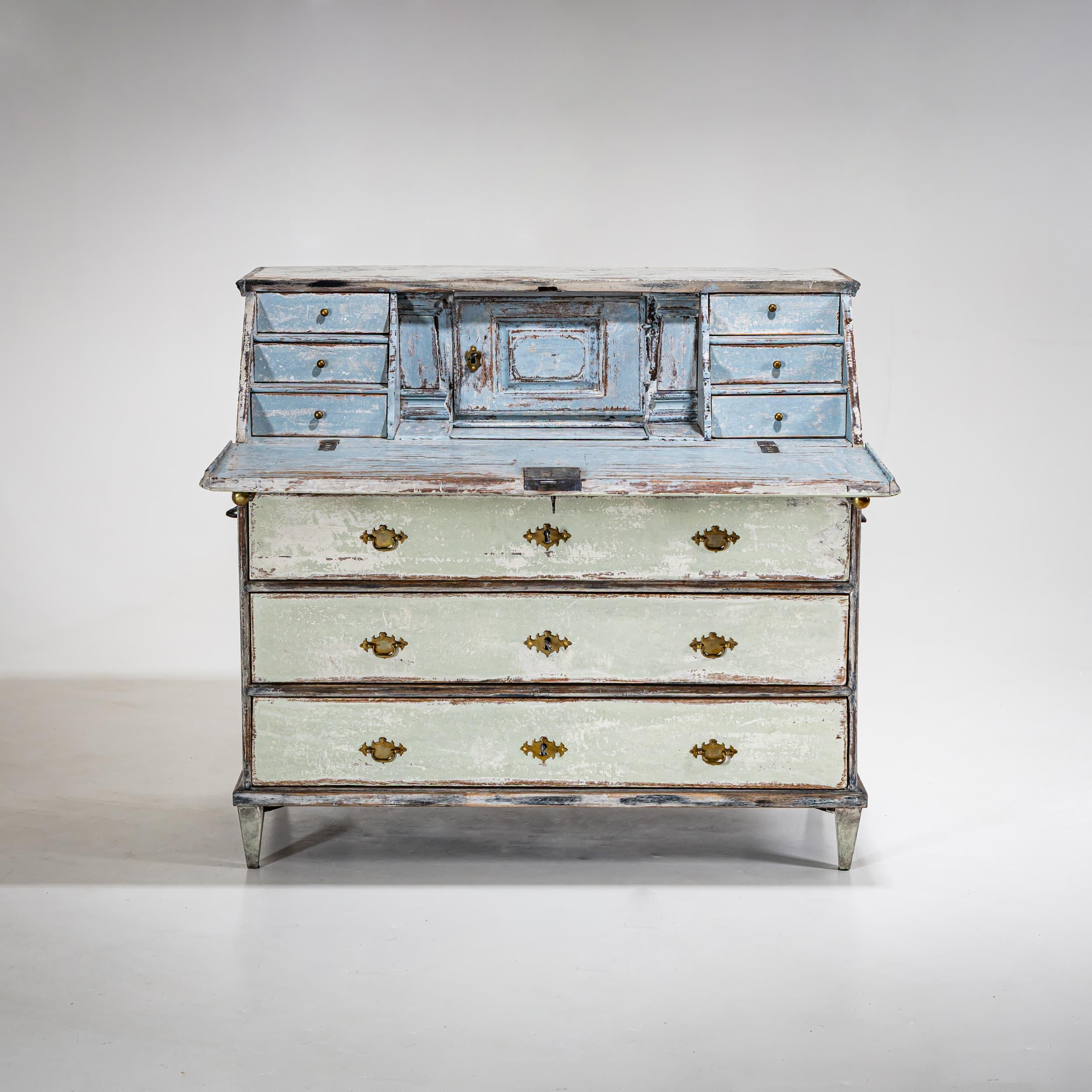 Handgemalter Barocksekretär, 18. Jahrhundert im Zustand „Gut“ im Angebot in Greding, DE