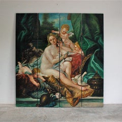 Hand Painted Baroque Style Room Divider, Late 20th Century