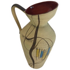 Hand Painted Bay Ceramic Pitcher/Vase, West-Germany by Bodo Mans, 1950