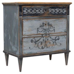 Antique Hand-painted Biedermeier Chest of Drawers, 1st Half 19th Century