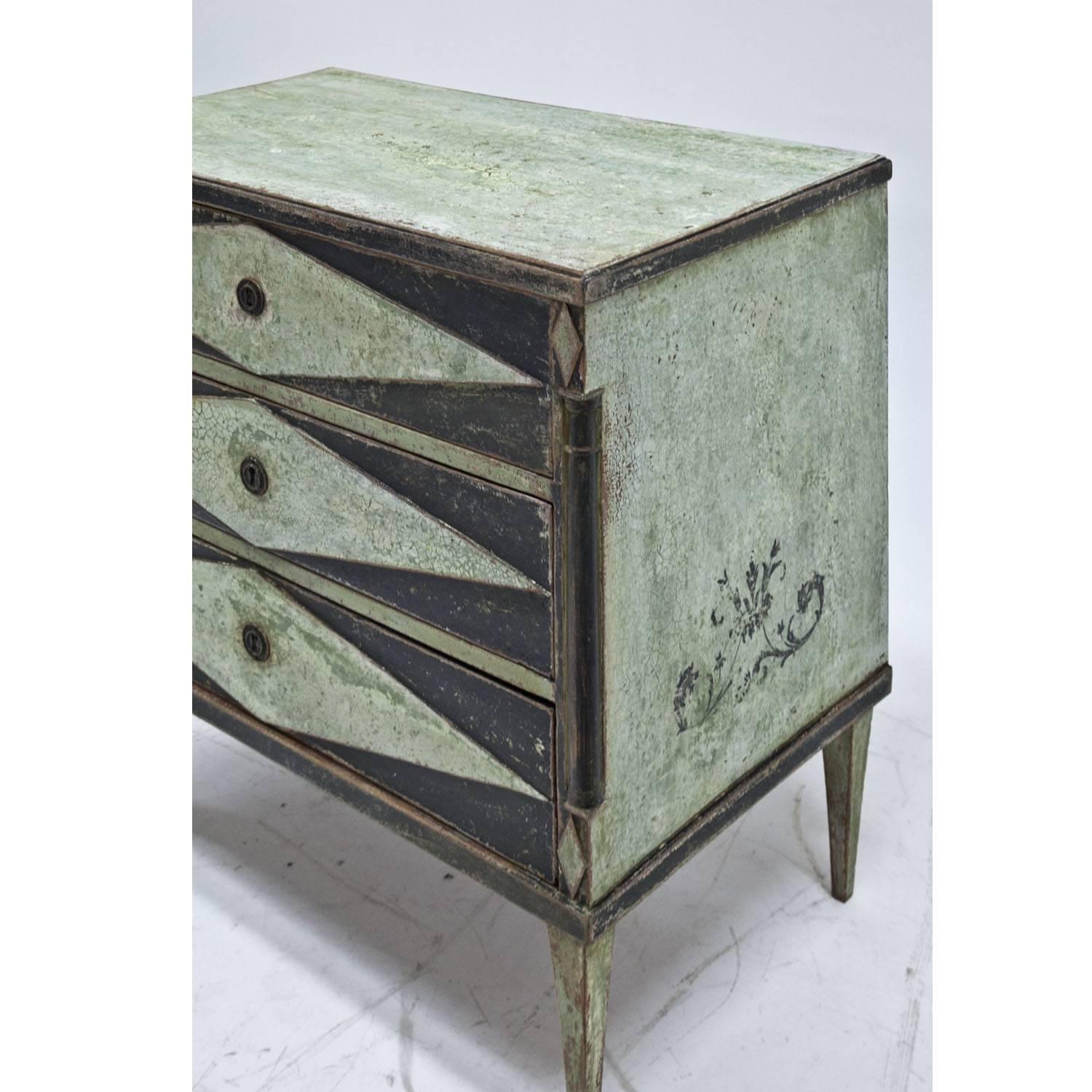 European Hand-Painted Biedermeier Chest of Drawers, circa 1820