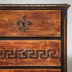 Hand-Painted Biedermeier Chest of Drawers in Red, first half of the 19th Century