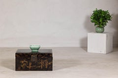 Hand-Painted Black and Gold Lacquer Trunk with Court Scene, Late Qing Dynasty