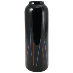 Schwarze Designervase aus schwarzem Glas von Marcela Vosmikova für Crystalex, Novy Bor, 1988.