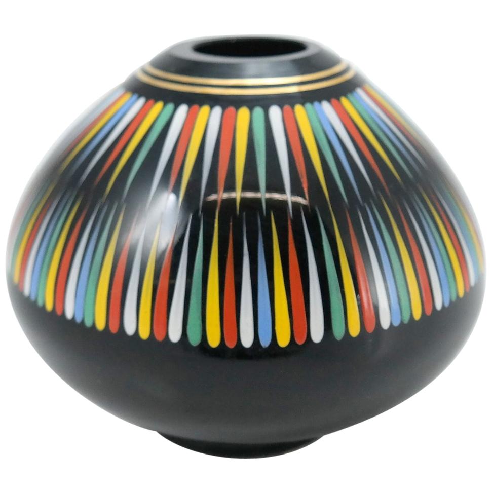 Mid-Century Colorful Glass Vase by VEB Kunstglas Arnstadt, 1960s For Sale